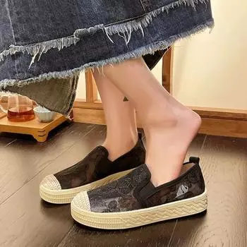 Обувь для рыбаков. Тонкая и дышащая обувь с полой сеткой. Ленивая обувь. Плоская и нескользящая обувь. 35 чёрный