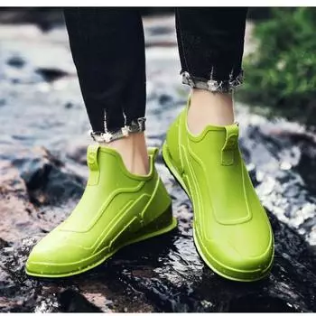 Обувь для рыбалки Мужская новая нескользящая легкая походная обувь Shaxi Fishing Rain Boots прочная водонепроницаемая резиновая обувь для рыбалки 39 чёрный