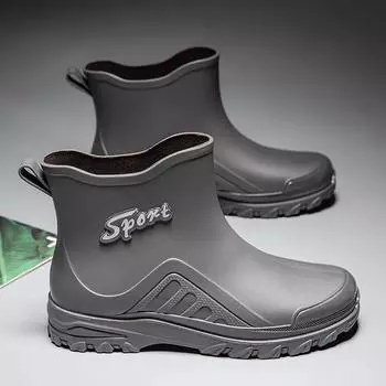 Обувь для рыбалки Мужская новая уличная нескользящая обувь Shaxi Fishing Rain Boots Прочные водонепроницаемые резиновые рабочие ботинки для рыбалки 39 чёрный