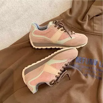 Обувь для серфинга из натуральной кожи, женская спортивная модная цветная обувь, белые туфли, тренировочные туфли, толстая подошва, повседневная обувь на шнуровке 34 коричневый