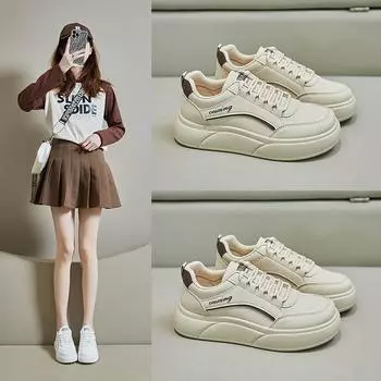 Обувь для скейтбординга для женщин, повседневные кроссовки на плоской подошве, легкие нескользящие кроссовки на шнуровке, прогулочная спортивная обувь из искусственной кожи, женские кроссовки 35