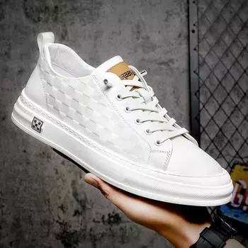 Обувь для скейтбординга из натуральной кожи, мужская обувь, европейская обувь Station Trend, весна и осень, новый верхний слой, повседневная мужская белая обувь из коровьей кожи 38