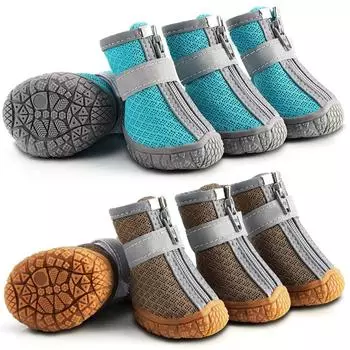 Обувь для собак из сетчатой ткани, водонепроницаемые светоотражающие прочные противоскользящие подошвы, нескользящие, для улицы, для маленьких собак, кошек, щенков size 1