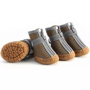 Обувь для собак маленьких собак, сетчатые дышащие ботинки для собак и защита лап для лета, жаркого асфальта, зимы, снега, нескользящие ботинки для щенков size 1 коричневый