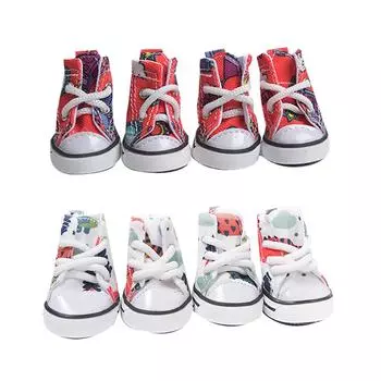 Обувь для собак Обувь для домашних животных Нескользящие износостойкие зоотовары Чехлы для ног собак 3 красный