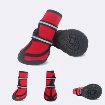 Обувь для собак, резиновые сапоги для домашних животных, сапоги для собак, нескользящая, мягкая подошва, противоскользящая, водонепроницаемая обувь L красный