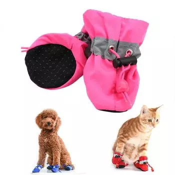 Обувь для собак с мягкой подошвой, 4 шт., модная нескользящая обувь для щенков, водонепроницаемая, мягкая, для ухода за лапами домашних животных, аксессуары для домашних животных Size 4 красный