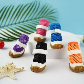 Обувь для собак, щенков, летние дышащие сетчатые непромокаемые туфли, маленькие и средние сандалии для собак, ботинки для чихуахуа, плюшевые ботинки для собак, товары для домашних животных 1# 2 * pet shoes розовый