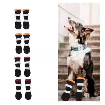 Обувь для собак Водонепроницаемые чехлы для ног Ботинки для домашних животных Ботинки для собак с мягкой подошвой Высокие сапоги 8 красный