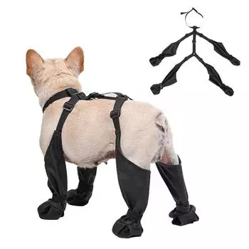 Обувь для собак, водонепроницаемые регулируемые ботинки для собак, дышащая обувь для домашних животных, для прогулок на открытом воздухе, мягкая обувь для французского бульдога, защита лап домашних животных S 60x68cm