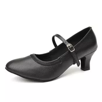 Обувь для современного танца, женская обувь для вальса, туфли для латинских бальных танцев на каблуке 5 см 34 чёрный