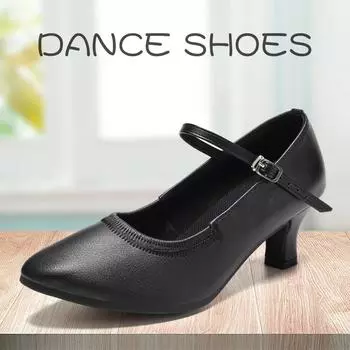 Обувь для современного танца, женская обувь для вальса, туфли для латинских бальных танцев на каблуке 5 см 34 чёрный