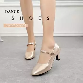 Обувь для современных танцев вальс на среднем каблуке для женщин, мягкая резиновая подошва, латиноамериканская обувь для тренировок, обувь для девочек, танго, вечеринка 34 золотой
