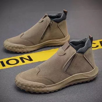 Обувь для страхования труда 2025 года, новая осенняя обувь для строительства в Баотоу, мужские модные ботинки Martin с одной педалью и мягкой подошвой, высокие спортивные ботинки 39 хаки