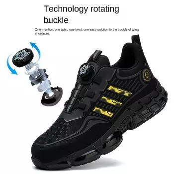 Обувь для страхования труда, мужская, противоударная и противоударная, с вращающейся пряжкой, амортизирующая, изоляционная, с пластиковым пакетом на голове, рабочая обувь 36