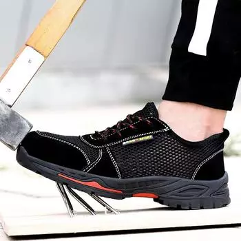Обувь для страхования труда, мужская, противоударная и противопрокольная, легкая и износостойкая, летняя, дышащая, безопасная, нескользящая рабочая обувь 39