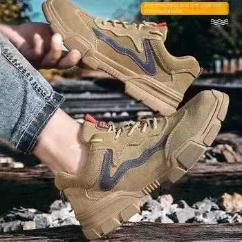 Обувь для страхования труда, противоударные и противопрокольные, обувь для электросварки, легкая и износостойкая, безопасная рабочая обувь для мужчин 37 коричневый