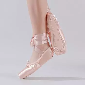 Обувь для танцев балетная детская для начинающих практика ретро взрослые атласные ремешки для тренировок в помещении туфли с плоским носком 35
