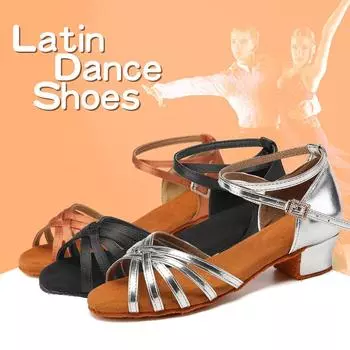 Женская обувь для латинских танцев для девочек, туфли на низком каблуке для сальсы, бальных танцев, танго, мягкая подошва, каблук 3,5 см 30 чёрный