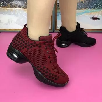 Обувь для танцев Four Seasons Mother Dance Shoes, женская сетчатая обувь с воздушной подушкой для ходьбы, спортивная повседневная обувь EU40/CN41 чёрный