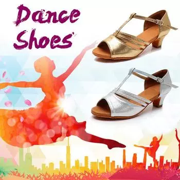 Обувь для танцев на низком каблуке для девочек, женская обувь для бальных танцев, латинских танцев 30 чёрный