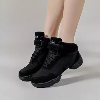 Обувь для танцев Square Dance Shoes, сетчатая женская черная обувь на среднем каблуке, современная танцевальная обувь, модная обувь для фитнеса с мягкой подошвой, увеличивающая рост, танцевальная обувь 36 чёрный