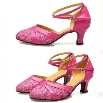 Обувь для танцев Женская латиноамериканская закрытая удобная обувь для сальсы и современного танго для бальных танцев 34 розы красного