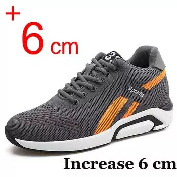 Обувь для увеличения роста, мужские кроссовки, невидимое увеличение высоты 6 см, скрытые каблуки, дышащие, полые, увеличивающие рост, туфли, мокасины для высоких мужчин 38