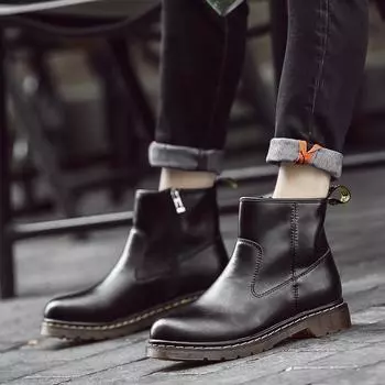 Обувь для влюбленных Весенне-осенние мужские ботинки из натуральной кожи с коротким круглым носком, матовые ботинки «Челси» в британском стиле, женская обувь 38