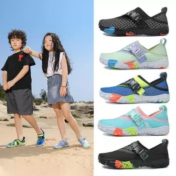 Обувь для воды для детей, мальчиков и девочек. Быстросохнущие босиком, нескользящие дышащие носки цвета морской волны. Удобная и легкая обувь для плавания в воде для пляжа, бассейна. 27 чёрный