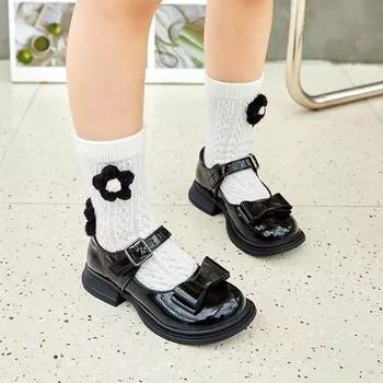 Обувь для выступлений, туфли принцессы, кожаные туфли, детские одинарные туфли 26 чёрный