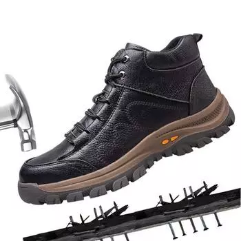 Обувь для защиты труда, мужская обувь для сварщиков, мужская обувь со стальным носком, защита от повреждений и проколов, искробезопасная защита 38 чёрный