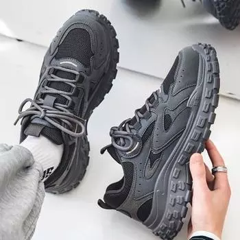 Обувь для защиты труда, мужская весенняя новая дышащая сетчатая обувь, мужская противоскользящая износостойкая спортивная обувь для пап, рабочая стройка 39 чёрный