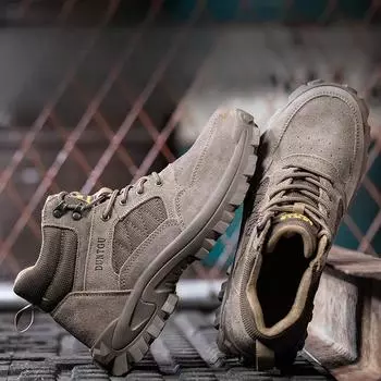 Обувь для защиты труда, мужская, всесезонная, дышащая, противоударная и противопрокольная, со стальным носком и мягкой подошвой 36 коричневый