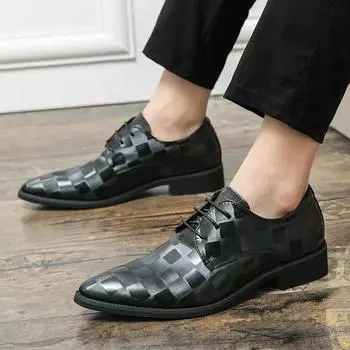 Обувь для жениха и шафера. Модный новый дизайнерский стиль. Обувь для отдыха, бизнеса, вечеринки, повседневная обувь для офиса, размер плюс 38-48. 38 чёрный