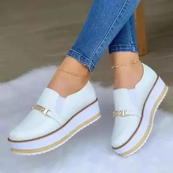 Обувь для женщин 2024 года, модная обувь на платформе с круглым носком, дышащая, впитывающая пот, высококачественная, износостойкая женская повседневная обувь 35