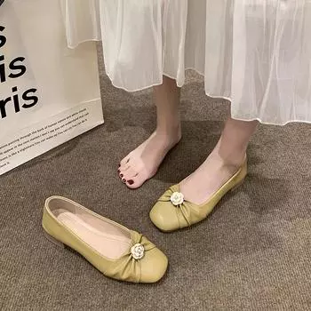 Обувь для женщин 2024 года, модные женские туфли на плоской подошве с короткими каблуками и бантом, кожаные туфли с бантом, легкие женские туфли на плоской подошве 35 чёрный