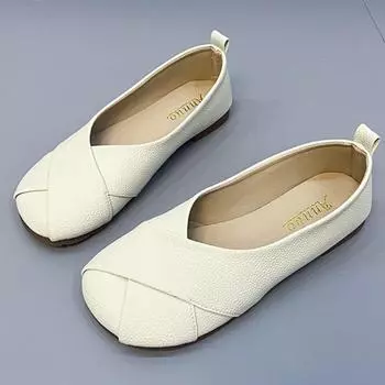 Обувь для женщин 2024 года, новые легкие женские туфли с педалью, неглубокие, без застежек, женские прогулочные туфли, женские дышащие туфли на плоской подошве 35 бежевый
