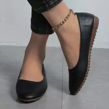 Обувь для женщин 2024 года, новые женские туфли на плоской подошве, классические офисные туфли на плоской подошве, женские туфли с круглым носком и мягкой подошвой, большие размеры, женская обувь 35 бежевый