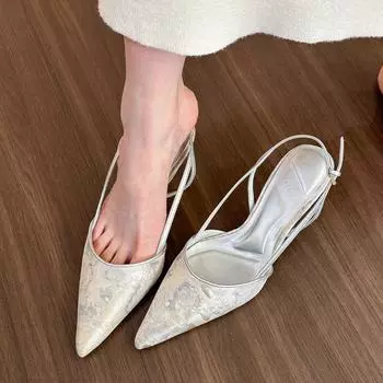 Обувь для женщин 2024 года, новые женские босоножки с острым носком, простые и элегантные туфли на каблуках для женщин, Zapatillas Mujer 34 зелёный