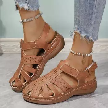 Обувь для женщин 2024 года, новые женские сандалии с пряжкой на ремне, модные повседневные сандалии Baotou, женские летние сандалии больших размеров на плоской подошве 36