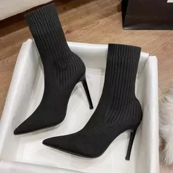 Обувь для женщин 2024 года, сексуальные, с острым носком, осенние, новые, женские туфли на высоком каблуке, удобные и дышащие, женские носки и ботинки Zapatos 35 чёрный
