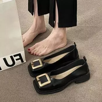 Обувь для женщин 2024 года в корейском стиле, женская летняя обувь, красная, на низком каблуке, элегантная, с квадратным носком, Beau Today, социальная, молодежная, эмо, предложение E 35