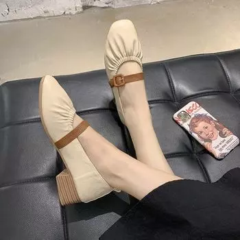 Обувь для женщин 2024 года, зеленая, офисная, женская, летняя обувь, готические туфли Мэри Джейн на квадратном каблуке со средним носком, мокасины, тренд E 39 AL 35