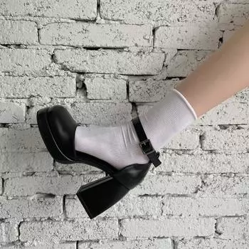 Обувь для женщин 2024 лето Новые женские босоножки с открытым носком Модные офисные босоножки Женские туфли без застежек на толстом каблуке в римском стиле 34 чёрный