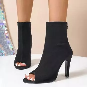 Обувь для женщин 2024 Новые женские босоножки на высоком каблуке Сексуальные туфли с открытым носком Летние повседневные туфли для вечеринок и танцев на высоком каблуке Sandalias De Mujer 35 чёрный