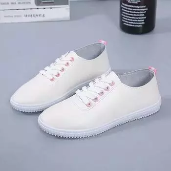 Обувь для женщин 2024 Весна Женская Белая Повседневная Обувь Дышащие Плоские Модные Мягкие Женские Кроссовки На Шнуровке Zapatos De Mujer 35 чёрный