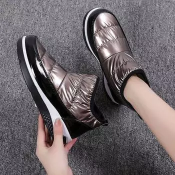 Обувь для женщин, белые женские зимние ботинки на танкетке, эластичные, водонепроницаемые, элегантные, со средним каблуком, удобные, тренд 2024 года, шикарная работа 36