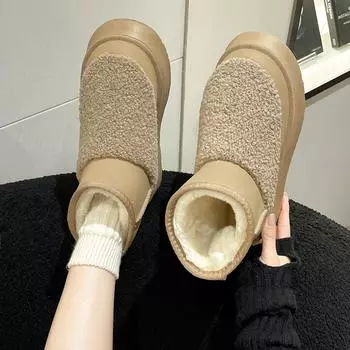 Обувь для женщин Ботильоны женские зимние сапоги Moon Elegant на среднем каблуке на платформе черные ботильоны Furry Распродажа демисезона Горячая 36