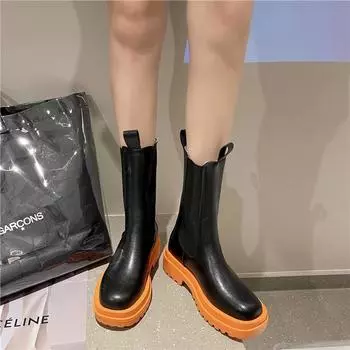 Обувь для женщин, горячая распродажа, женские сапоги на молнии, зимние, с круглым носком, цельные, до середины икры, на платформе, водонепроницаемые, модные, до середины икры 35